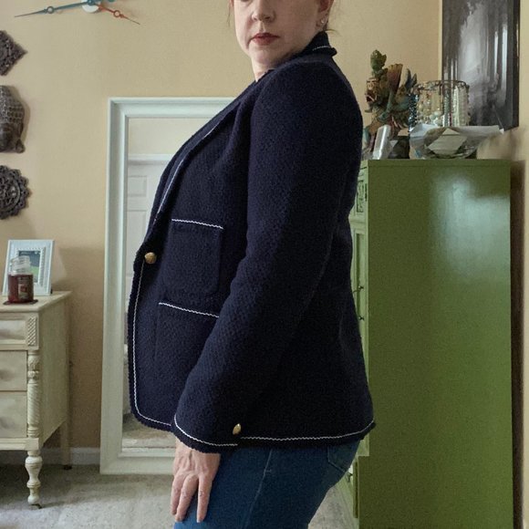 NWOT Talbots 8P Navy Tweed Blazer - Picture 4 of 8